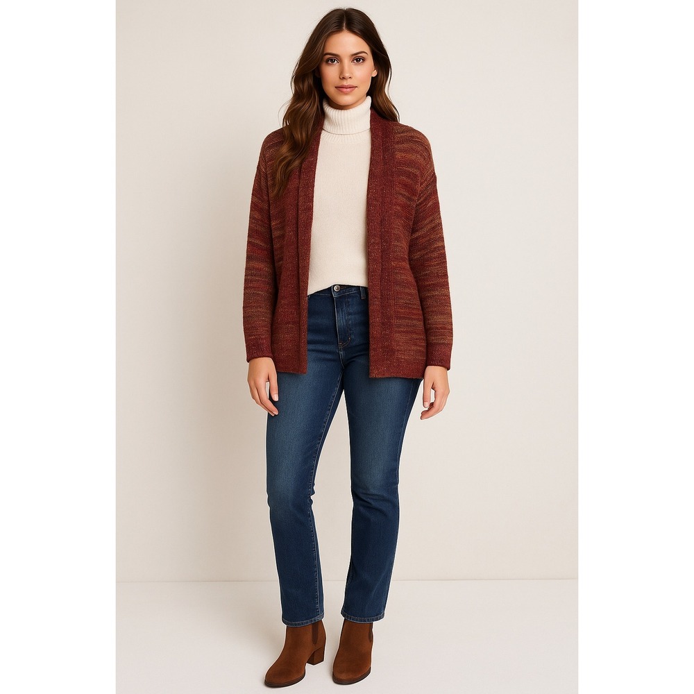 Westport Cardigan Womens XL Rainbow Open Marled Cable Knit Fall Layering Sweater